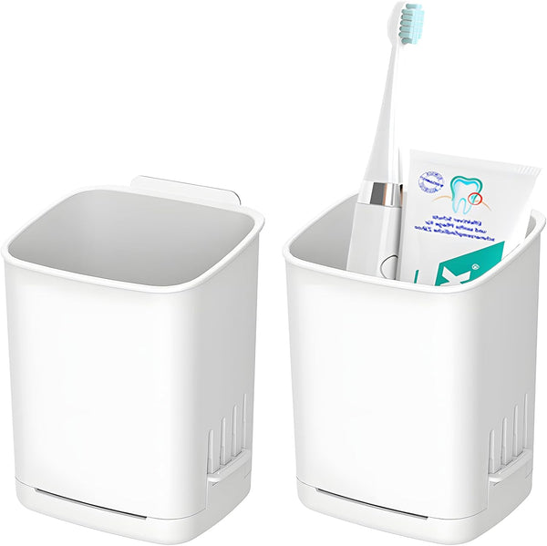 2 Pack Wall Mounted Toothbrush HoldersRemovable Drill-Free Wall Shower Holder for Toothbrush,Toothpaste,