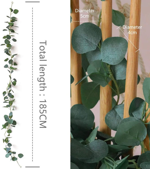PARTY JOY 6Pcs Faux Silk Eucalyptus Garland, Artificial Vines for Wedding Backdrop Arch Wall Decor