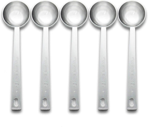 Timoo Coffee Measuring Scoop 1 Tablespoon Long Handle Stainless Steel Spoon for Coffee, Milk Powder, Fruit Powder, Set