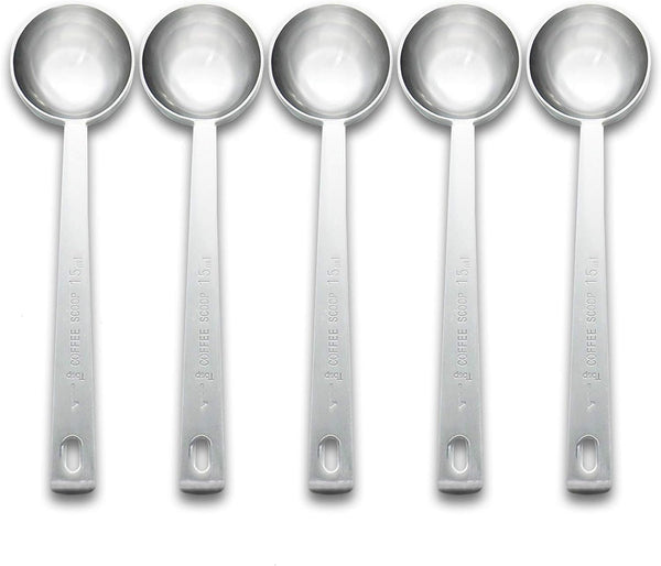 Timoo Coffee Measuring Scoop 1 Tablespoon Long Handle Stainless Steel Spoon for Coffee, Milk Powder, Fruit Powder, Set
