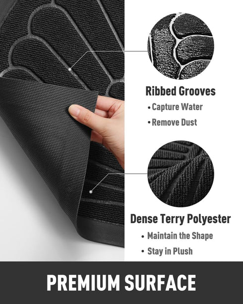 24x36 tchdio Door Mat Outdoor Indoor Entrance Doormat-Semicircular Durable Rubber Non Slip Front Door Mat for Outside