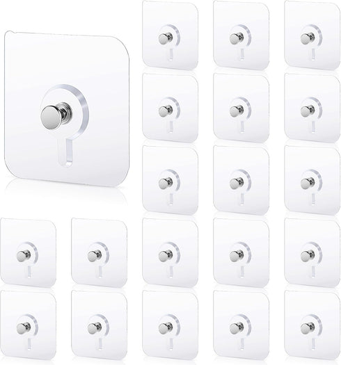 20 Pcs Self Adhesive Wall Hooks, No Drill Hooks for Hanging, Heavy Duty Adhesive for Kitchen Bathroom
