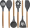 Kitchen Cooking Utensils Set, 6Pcs Silicone Gadgets with Wooden Handle, Heat Resistant Spatula, Ladle, Turner Set
