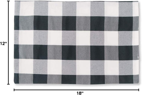 Black & White Cotton Buffalo Check Placemats Set of 4, Heat Resistant Dining Table Place Mats for Kitchen, 12 x 18