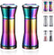 Rainbow Salt and Pepper Shakers, Kyraton Titanium Plating Stainless Steel Grinders, Set of 2
