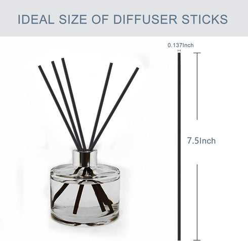 HOSSIAN 50pcs Reed Diffuser Sticks, Black Fibre Diffuser Reeds for Oils Fragrance Refill (Black 7.5/19cm)