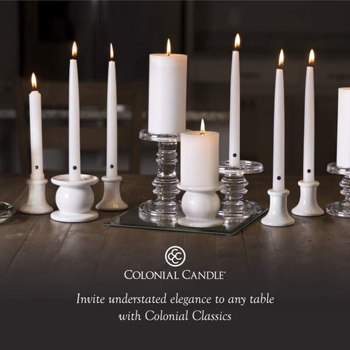 Colonial Candle Unscented Taper Candle, Wedgewood, 10 In, Pack of 12, Up to 8 Hours Burn