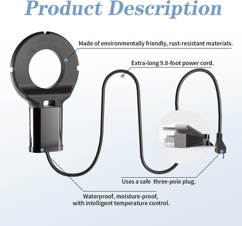 3PCS 500 9.8 Watt Bird Bath De-Icer with Thermostat, Cast Aluminum Submersible Chicken Water Heater, Heated Bird Bath