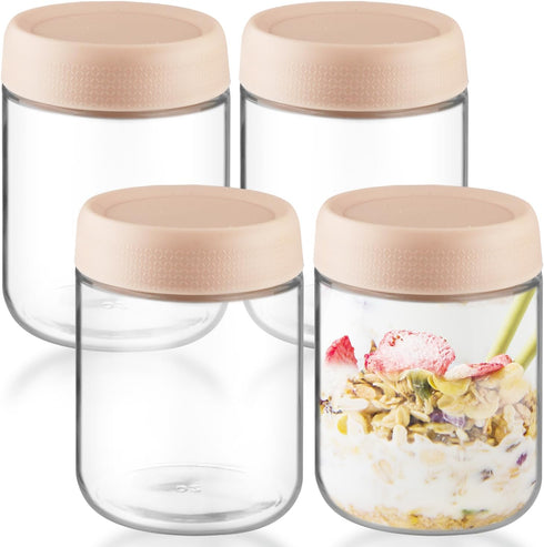 glasstore 4 Pack Glass Jar With Airtight Lids Overnight Oats Containers With Lids