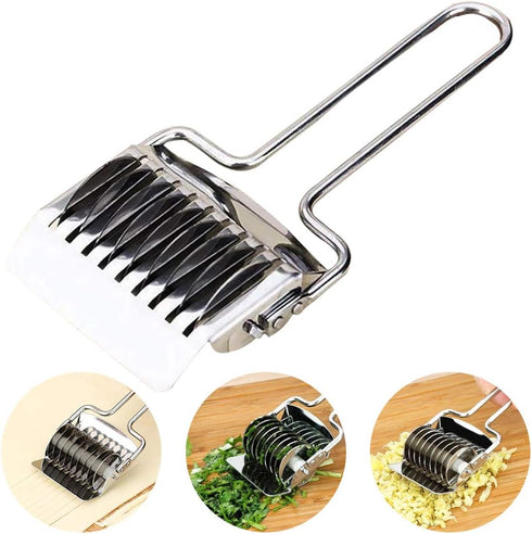 Kakalote (6.30 2.76 1.22inchs) Pasta Maker Stainless Steel Noodle Lattice Roller Pastry Wheel Cutter Spaghetti Maker