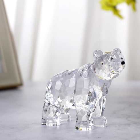 Charming Acrylic Bear Figurine - Cute Animal Decor for Home & Office (B)