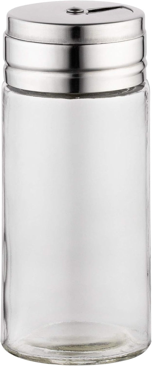 Fox Run 5167 Glass Spice Jar with Stainless Steel Shaker Lid, 6 Ounce Clear Container for Seasonings, 1 Count