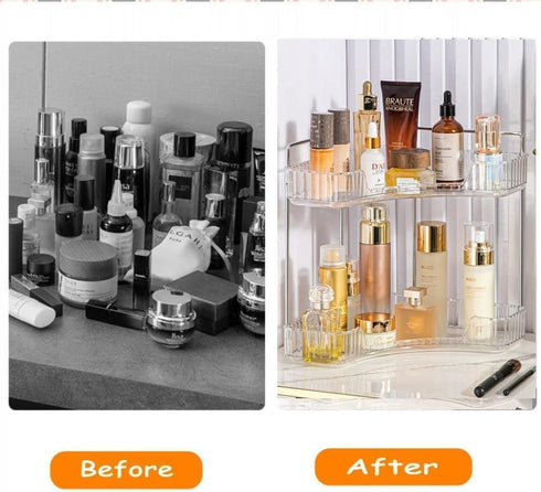 Counter (2 CESTATIVO Corner Bathroom Organizer, Vanity Trays for Bathroom, Skincare Makeup Organizer Shelf, Shelf