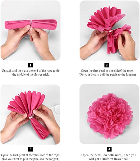 Binpeng Paper Pom Poms Hanging Paper Flower Ball Decorations for Party Birthday Celebrations (Black 6PCS)
