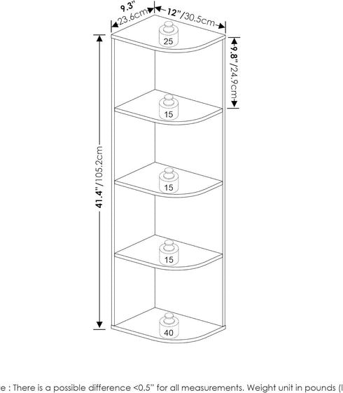 Furinno Pasir 4-Tier Open Shelf Bookcase - White