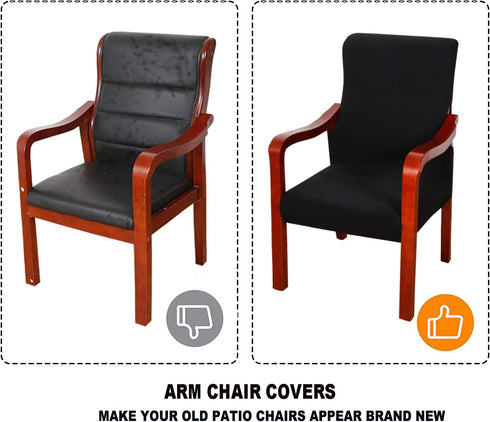 Deisy Dee Black Stretch Slipcovers for Mid Century Arm Chairs - Perfect Fit Accent Chair Covers
