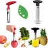 Apple Corer + Pineapple Tool + Herb Kale Stripper by BRIGHT KITCHEN, Stainless Steel Lever Tool with Cherry Red Grip