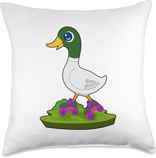 Duck Inline Skating Roller Skates Sports Throw Pillow