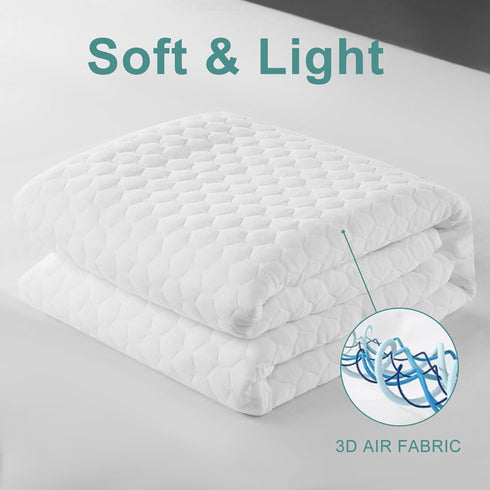 MERITLIFE Premium Waterproof Mattress Protector, Queen Size Cooling Bed Pad Cover, Soft Breathable, Vinyl Free, White