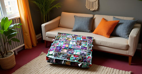 35 inches, CRAFT KALA Indian Square Patchwork Traditional Pouf Cover Indian Living Room Poufs Decorative Embroidered