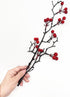 16.5" 4 Pack Artificial Red Berry Stems, Fake Holly Berries Branches Picks Faux Twig Plant Bouquet of Flowers Decor