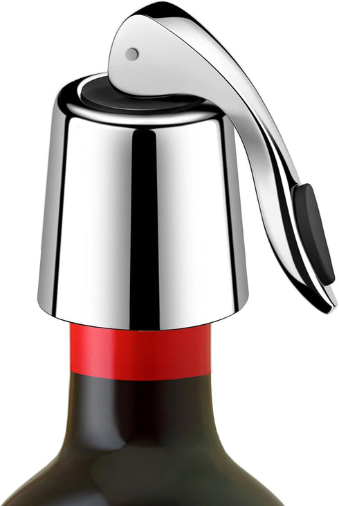 Stainless Steel Wine Stopper, Reusable Beverage Preserver with Silicone Seal, Ideal Wine Saver Gift Set