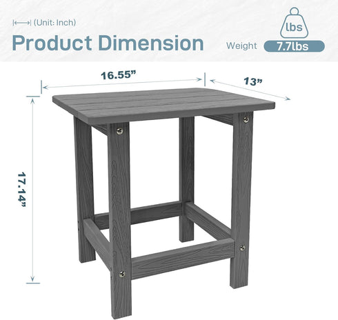 Meluvici Outdoor Side Table, HDPS Single Adirondack Side Table Weather Resistant, Table for Adirondack Chair, Outside