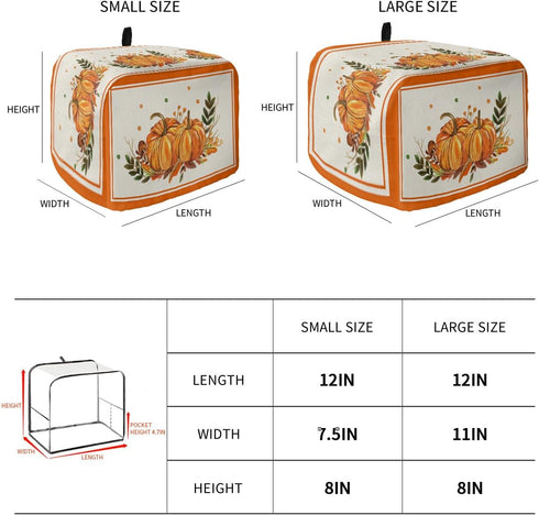 Fall Pumpkin Toaster Cover 2 Slice - Thanksgiving Watercolor Orange Pumpkin Maple Leaf Kitchen Appliance Cover