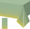 FunnyPars 1 Pack Sage Green and Gold Plastic Tablecloth, Green Disposable Table