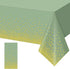 FunnyPars 1 Pack Sage Green and Gold Plastic Tablecloth, Green Disposable Table