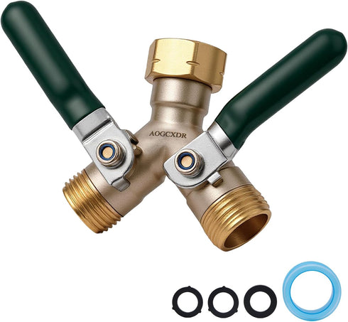 AOGCXDR Brass Garden Hose Splitter 2 Way Heavy Duty Adapter, Y Splitter with