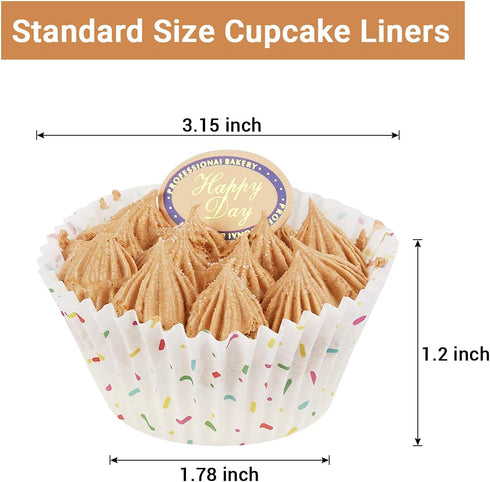 Candy White Cupcake Liners - Gifbera Standard Baking Cups, Odorless Greaseproof Paper Muffin Wrappers, Pack of 200.
