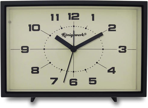 Analog Alarm Clock, 6 inch Silent Non Ticking Small Clock with Night
