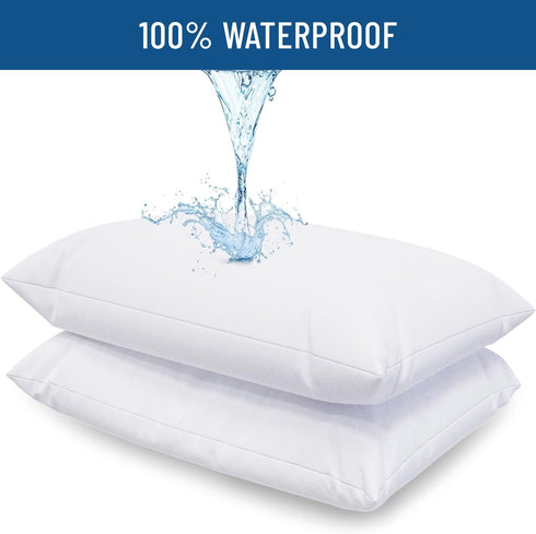 Waterproof Pillow Protector Queen (2-Pack) - Hypoallergenic, Dust Mite & Bed Bug Proof Allergy Pillow Covers