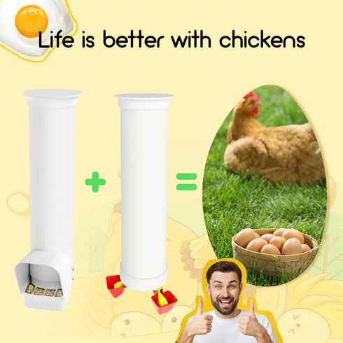 1 VOSON Gallon Hanging Chicken Waterer with Two Automatic-Fill Water Cups - No Waste Poultry Water Dispenser for Coop