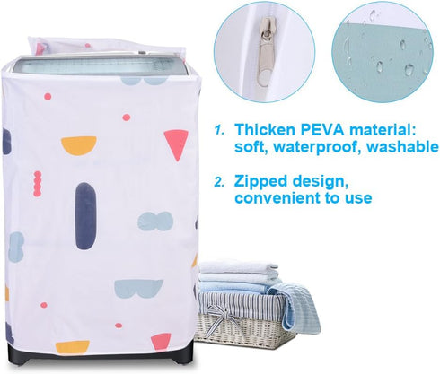 Yctze Waterproof Washing Machine Cover, Zipped Dust Protection for Top Front Load Washer Dryer, Clamshell Design