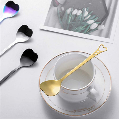 jinyatu 8 Pieces Stainless Steel Dessert Spoon Creative Cute Heart Shaped Espresso Spoons for Cake Tea Sugar Ice Cream