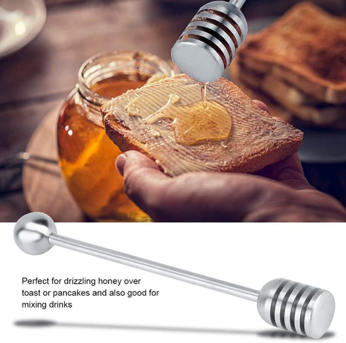 Fdit Solid Stainless Steel Honey Dipper Drizzler Stirrer Spoon Mixing Stick Tool