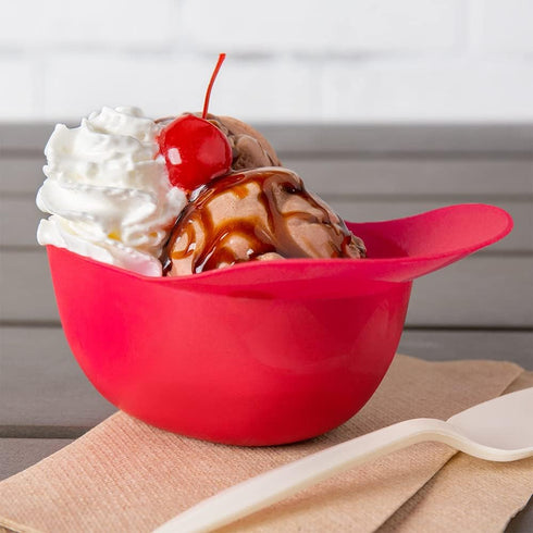 Oasis Supply Mini Baseball Helmet Ice Cream/Snack Bowl, 12 count, Red with 12 Mini Spoons