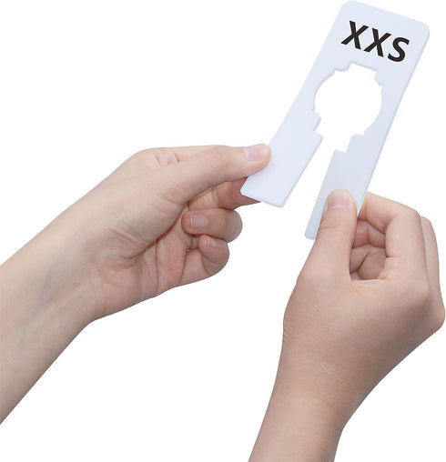 40 Pack Rectangular White Plastic Clothing Size Closet Rack Dividers, Preprinted in 8 Sizes XXS to XXXL