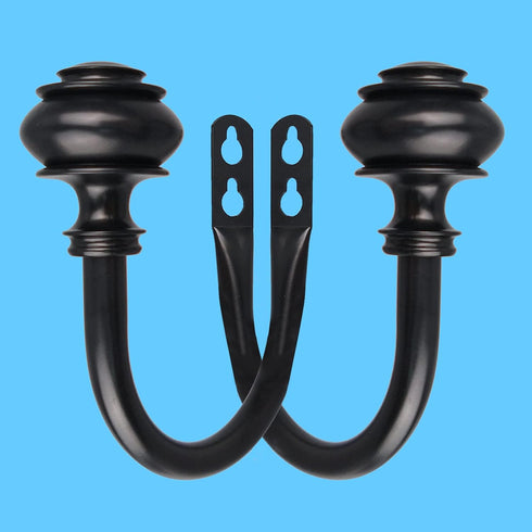 Curtain Holdbacks - 2Pcs Wall Mounted Tiebacks with Screws, Decorative Holders for Bedroom Living Room Office, Black
