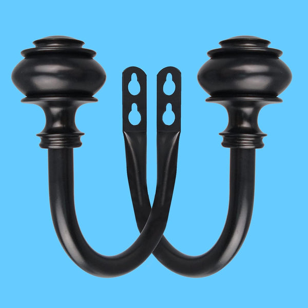 Curtain Holdbacks - 2Pcs Wall Mounted Tiebacks with Screws, Decorative Holders for Bedroom Living Room Office, Black