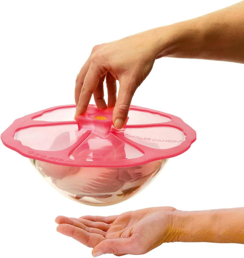 Charles Viancin Hibiscus Silicone Lid, 9''/23cm, Airtight Seal, BPA-Free, Oven, Microwave, Freezer Safe