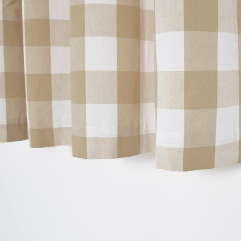 Buffalo Check Curtains, 54 inches Long, Beige and White Gingham Plaid, 2 Panels for Kitchen or Living Room