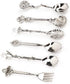 Fdit 6Pcs Vintage Carved Coffee Spoon Set, Retro Zinc Alloy Dessert Cutlery for Kitchen (Silver)