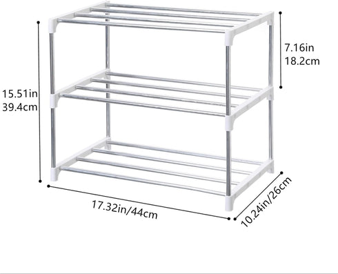 Closet (3-Tier, Jucaifu Stackable Small Shoe Rack, Entryway, Hallway and Space Saving Storage and Organization White)