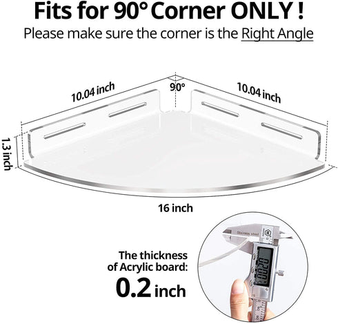 Set 2 10"x11"x2" GeekDigg Corner Shower Caddy - of No-Drill Acrylic Bathroom Organizer - Wall-Mounted Adhesive Shower