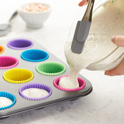 Utoolmart Silicone Cupcake Cups, Reusable Non-stick Baking Liners for Party Halloween Christmas, Green 5 Pcs