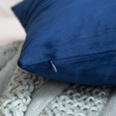 MIULEE Velvet Pillow Cover, Soft Luxury Decorative Throw Pillow Cover, 12x20 Inch Dark Blue for Couch Sofa Bedroom