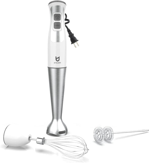 Immersion Hand Blender, UTALENT 3-in-1 8-Speed Stick Blender with Milk Frother, Egg Whisk for Smoothies and Soups